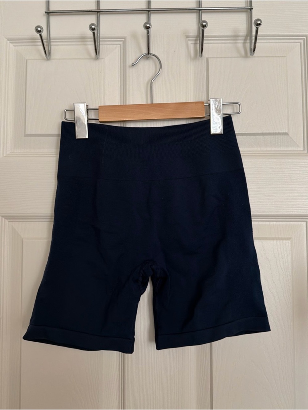 High-Rise Navy Bike Shorts - Stretchy Athletic Fit